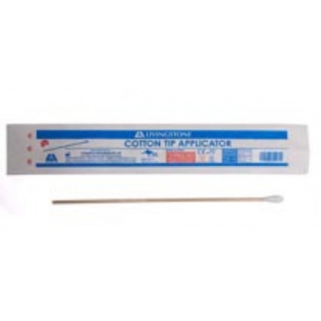 Cotton tip applicator, wood, sterile, 15 cm length, individually wrapped-pkt/1000