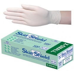Skin shield Latex Powder Free gloves, Xtra/small, (per box/100 )