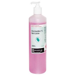 Hand Sanitising Lotion with pump,  70% Alcohol 1% Chlorhexidine, 500ml -each