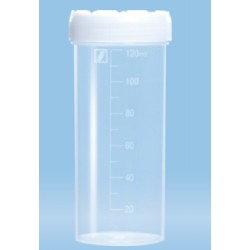 120mL-Sarstedt-container, HD-PE, graduated,105x44mm, neutral screw cap, HD-PE with flat bottom base-pkt/250