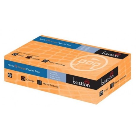 Bastion-Nitrile, Powder Free, Orange, Micro Textured, Large - Box/100