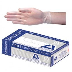 Livingstone Vinyl Gloves, Powder Free, Beaded Cuff- 240mm, Clear, Medium,  (per box/100)