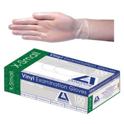 Livingstone Vinyl Gloves, Powder Free, Beaded Cuff- 240mm, Clear, Extra Small,  (per box/100)