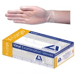 Livingstone Vinyl Gloves, Powder Free, Beaded Cuff- 240mm, Clear, Extra Large,  (per box/100)