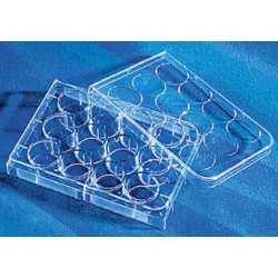 Corning 12 well Tissue culture Treated plates, with lid flat bottom. sterile 5/pack/case/100