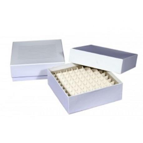 Cardboard Cryo boxes 3 Inch high with a 100 cell grid-pkt/5