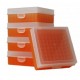 Bioline Plastic Cryo boxes 2 Inch high with a 100 cell grid and Hinged lid, Orange-(each)