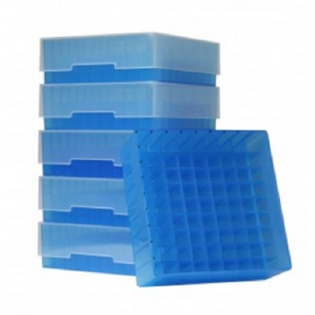 Bioline Plastic Cryo boxes 2 Inch high with a 81 cell grid and lift off lid, Blue-(each)