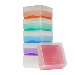 Bioline Plastic Cryo boxes 2 Inch high with a 81 cell grid and lift off lid, Assorted Colours-pkt/6