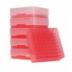 Bioline Plastic Cryo boxes 2 Inch high with a 81 cell grid and Lift Off lid, Red-(each)