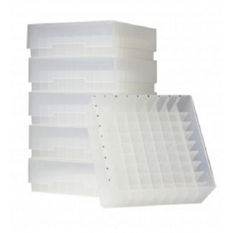 Bioline Plastic Cryo boxes 2 Inch high with a 81 cell grid and Lift Off lid, Natural-(each)