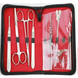 Dissecting Set with 9 Instrument Inch in leather  zip case
