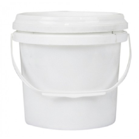 Bucket, 2L, white plastic with plastic handle and lid