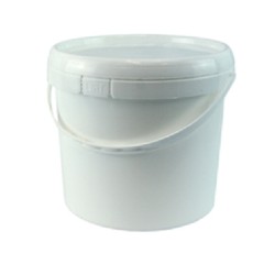 Bucket, 5L, white plastic with plastic handle and lid