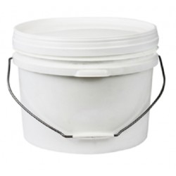 Bucket, 10L, white plastic, with metal/plastic handle and lid