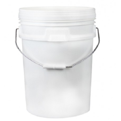 Bucket, 20L, white plastic with metal/plastic handle and lid