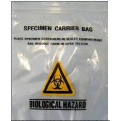 Specimen Transit Bags Clear, 3 layer, printed, 220 x 165 mm pocket, press top, Thickness: 40µm, ctn/2000