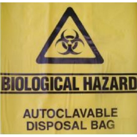 Sterihealth-Autoclave bag, 75 cmx86 cm with biological hazard label, yellow, 50 µm-200/ctn