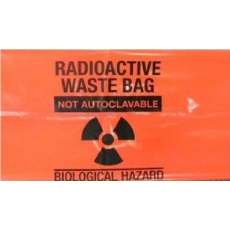 Sterihealth-Radioactive waste bag, red, 51X91 cm, 65 µm, with  label-200/ctn