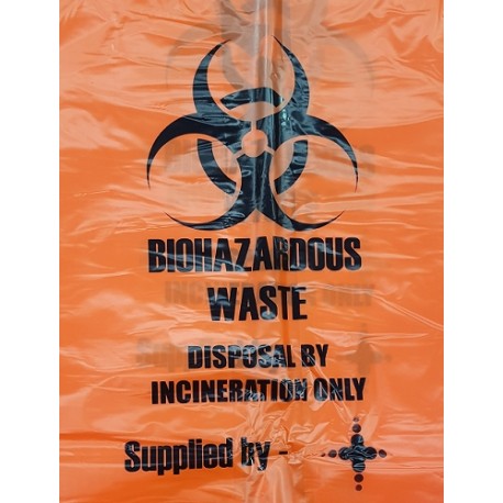 Sterihealth-Incineration waste bags, 65L Orange, 55 µm, Roll-200/ctn