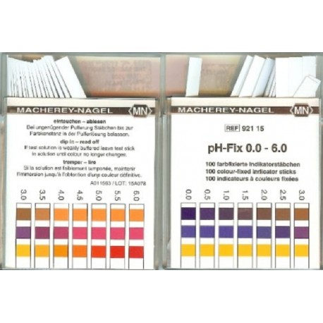 Machery-Nagel high quality pH fix test strips, Range: 0 - 6, 0.5 pH increments, pkt 100