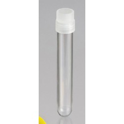 5mL-Technoplas-Polycarbonate round bottom blood sample tube, seperate natural PP screw cap, 75mmHx12mmW, autoclavable, ctn/3,000
