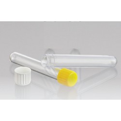 9mL-Technoplas-Polycarbonate round bottom culture tube, seperate white PP screw cap, 94mmHx14mmW, autoclavable, ctn/1,500
