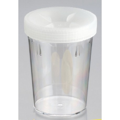 500mL-Technoplas-Polycarbonate flat bottom container, natural PP screw cap unattached, 125mmHx90mmW, autoclavable, ctn/126