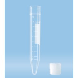 Sarstedt 10mL conical bottom centrifuge tubes with natural caps, non-sterile, pkt/1,000