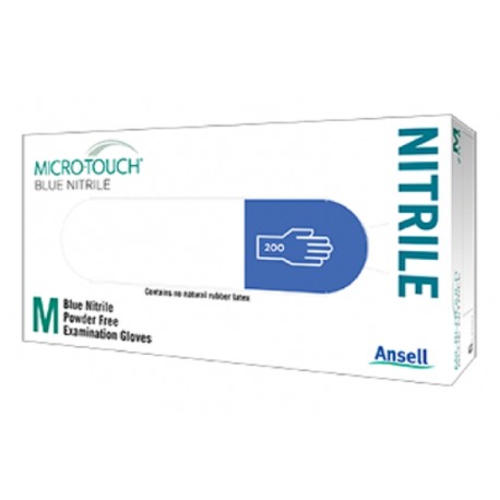Ansell Micro-Touch® Blue Nitrile Powder and Latex Free Gloves, resistant to chemotherapy drugs, X/Large,  box/200