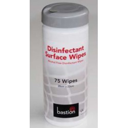 Bastion Disinfectant Surface Wipes, 75 Sheets, 20cm x 22cm, Carton/12 Canisters