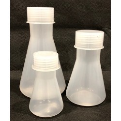 Technos, Erelenmeyer Flask, polypropylene, 250ml, wide mouth (47mm), with scew cap, 150mmH, base diameter, 85mm, each