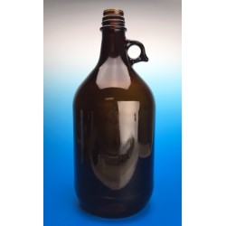 Finneran 2.5 L Amber Winchester Bottle with handle, 38-430mm Thread, Black Phenolic cap, PTFE/F217 Lined, case/6