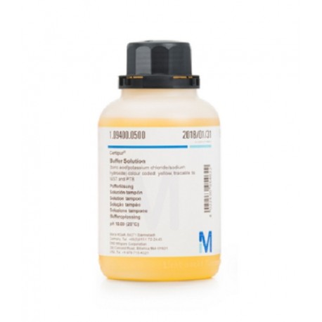 Merk Certipur® Buffer Solution, pH 10, Coloured (Yellow), supplied with COA certificate, 500ml