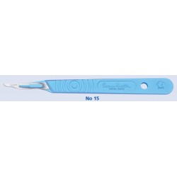 Swann Morton Disposable scalpel blade No.15, sterile, with handle, individually wrapped, 10/box