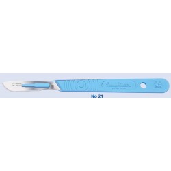 Swann Morton Disposable scalpel blade No.21, sterile, with handle, individually wrapped, 10/box