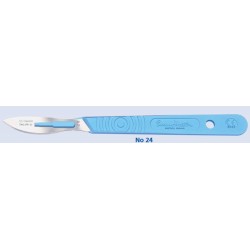 Swann Morton Disposable scalpel blade No.24, sterile, with handle, individually wrapped, 10/box