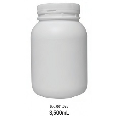 LABCO 3.5L HDPE Storage Conatiners with Screw Lid, White, Neck: 110mm, Diam: 155mm, Height: 229mm, each