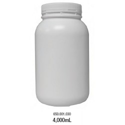 LABCO 4L HDPE Storage Conatiners with Screw Lid, White, Neck: 110mm, Diam: 155mm, Height: 268mm, each