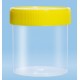 250mL-Sarstedt-containers, flat bottom, with label, 70x78mm, yellow cap, sterile-pkt/240