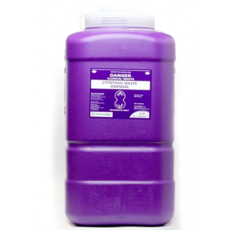Terumo 19L Purple Cytotoxic Bio-Hazard Sharps Container with Screw Lid