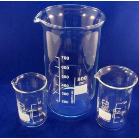 Labco Beaker, Tall Form, Borosilicate glass, white enamel grad, 25mL