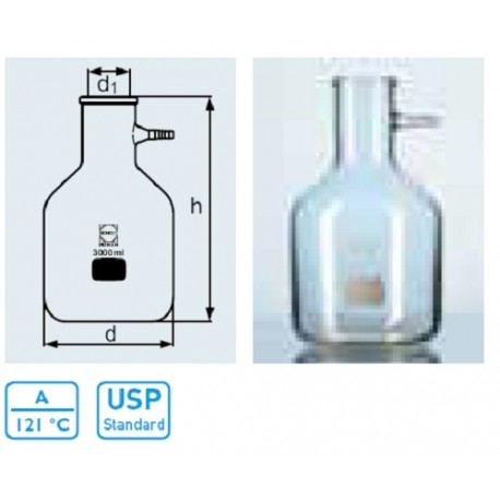 DURAN® 5L Filtering flasks, Bottle shape, with glass hose connection, for vacuum use