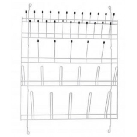 Technos Wall Mount Glassware Draining Rack,39 Points, 790x580mm, Nylon coated wire