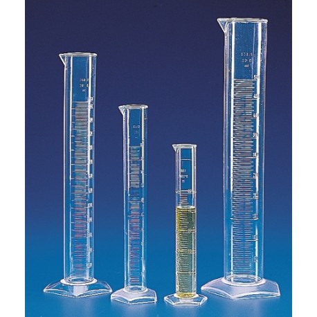 Kartell 10mL PMP (TPX®) Measuring cylinder, clear graduations, tall form with spout, pentagon base, autoclavable, Class B, each