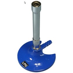 Technos Bunsen burner with air regulator for use with LPG gas, 140mmH x 3mmD inlet tube, nickel plated tube, each