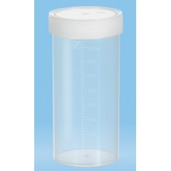 500mL-Sarstedt containers, polypropylene, flat bottom,150hx70dmm, attached natural cap, graduated, autoclavable, pkt/40/ctn/120