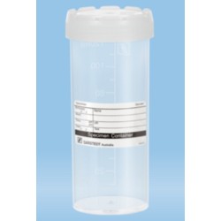 120mL-Sarstedt-Container, polyprop, grad, 105Hx44dmm, neutral assembled screw cap lid, flat bottom base, with label, pkt/250