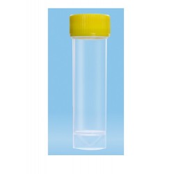 25mL- Sarstedt-Tubes V shaped bottom, self standing, 90x25mm, polypropylene, yellow cap assembled, gamma sterile, ctn/500
