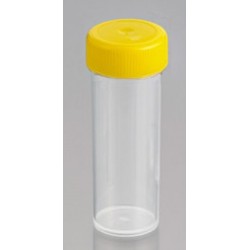 30mL-TechnoPlas, Polypropylene, Flat Bottom container, 80x27mm,  yellow screw cap, sterile, ctn/500